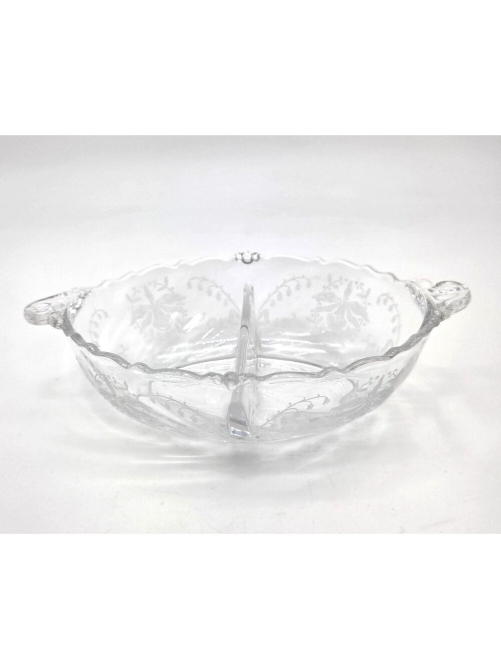 Vintage Heisey Orchid Elegant Glass Divided Dish With Handles